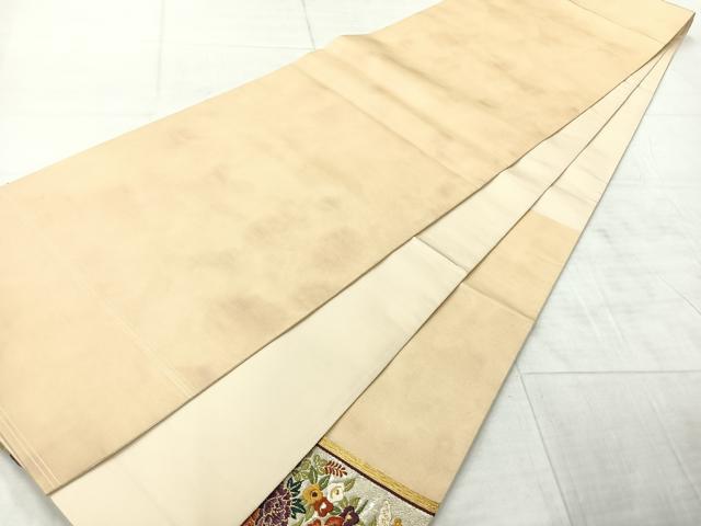平和屋着物◎太鼓柄袋帯　唐織　飾花文　金糸　正絹　逸品　AABF9694uk