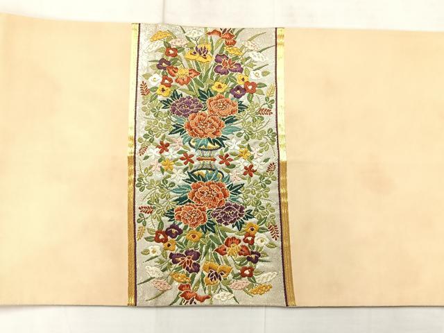 平和屋着物◎太鼓柄袋帯　唐織　飾花文　金糸　正絹　逸品　AABF9694uk
