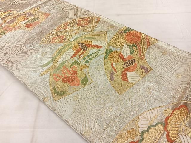 平和屋着物◎佐賀錦　六通柄袋帯　唐織　地紙花鳥文　金銀糸　正絹　逸品　AABF9699uk
