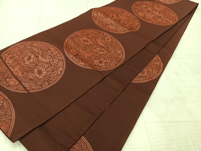 平和屋着物◎六通柄袋帯 花鳥丸文 正絹 逸品 AABF9742uk