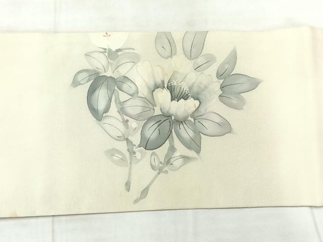 平和屋着物◎九寸名古屋帯　作家物　手描き　草花文　正絹　逸品　AABF9749uk