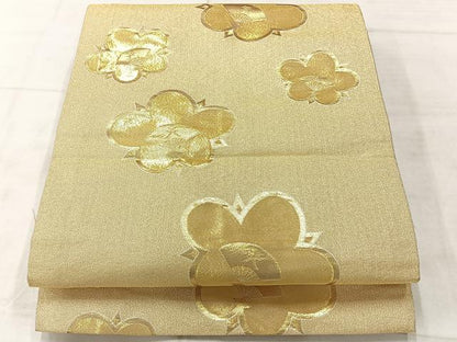 平和屋着物◎全通柄　本袋帯　舞花文　金糸　正絹　逸品　AABF9769uk