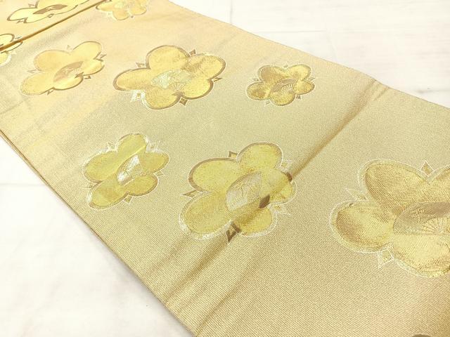 平和屋着物◎全通柄　本袋帯　舞花文　金糸　正絹　逸品　AABF9769uk