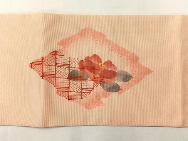 平和屋着物◎塩瀬 つけ帯 草花文 正絹 逸品 AABF9781uk