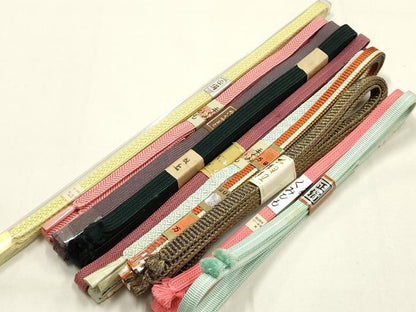 平和屋着物●和装小物　帯締め10本セット　三分紐　四分紐　金糸　めいくやまと　逸品　未使用　AABF9860ay