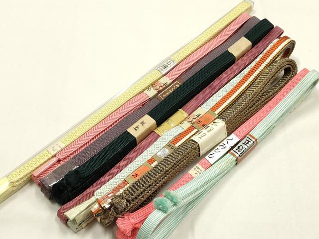 平和屋着物●和装小物　帯締め10本セット　三分紐　四分紐　金糸　めいくやまと　逸品　未使用　AABF9860ay