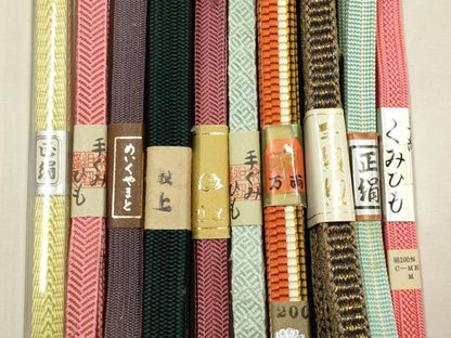 平和屋着物●和装小物　帯締め10本セット　三分紐　四分紐　金糸　めいくやまと　逸品　未使用　AABF9860ay