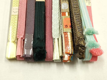 平和屋着物●和装小物　帯締め10本セット　三分紐　四分紐　金糸　めいくやまと　逸品　未使用　AABF9860ay