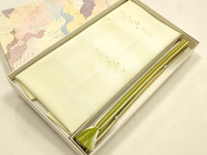 平和屋着物●和装小物　帯締め・帯揚げセット　絞彩苑 種田　平組　霞文　暈し染め　金糸　金彩　逸品　未使用　AABF9878ay