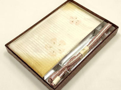 平和屋着物＊夏物　和装小物　帯締め・帯揚げセット　平組　流水花文　暈し染め　正絹　逸品　未使用　AABF9879ay