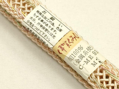 平和屋着物＊夏物 和装小物 帯締め・帯揚げセット レース組 伊賀くみ紐 芝文 露芝 金糸 正絹 逸品 未使用 AABF9880ay