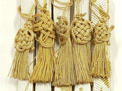 平和屋着物●和装小物　上質な帯締め5本セット　礼装用　高麗組　笹浪組　金糸　亀房付き　正絹　逸品　未使用　AABF9888ay