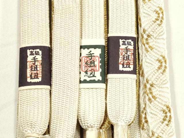 平和屋着物●和装小物　上質な帯締め5本セット　礼装用　高麗組　唐組　金糸　亀房付き　正絹　逸品　未使用　AABF9889ay