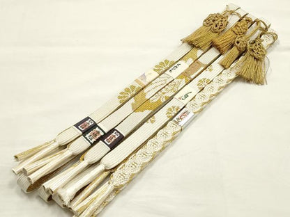 平和屋着物●和装小物　上質な帯締め5本セット　礼装用　高麗組　金糸　亀房付き　正絹　逸品　未使用　AABF9890ay