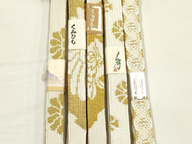 平和屋着物●和装小物　上質な帯締め5本セット　礼装用　高麗組　金糸　亀房付き　正絹　逸品　未使用　AABF9890ay