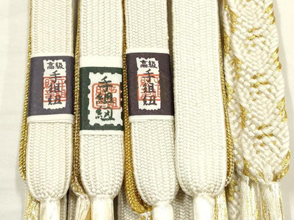 平和屋着物●和装小物　上質な帯締め5本セット　礼装用　高麗組　金糸　亀房付き　正絹　逸品　未使用　AABF9890ay