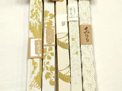 平和屋着物●和装小物　上質な帯締め5本セット　礼装用　高麗組　金銀糸　亀房付き　正絹　逸品　未使用　AABF9894ay