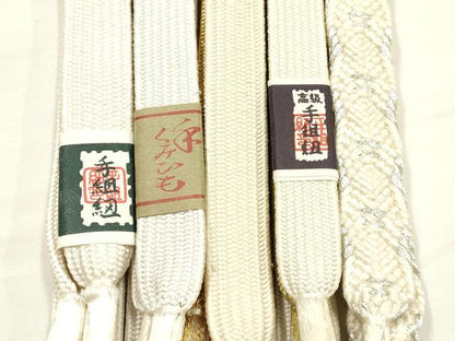平和屋着物●和装小物　上質な帯締め5本セット　礼装用　高麗組　金銀糸　亀房付き　正絹　逸品　未使用　AABF9894ay