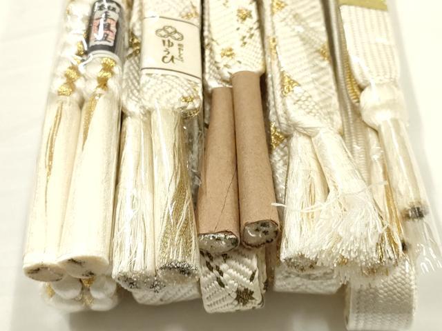 平和屋着物●和装小物　上質な帯締め5本セット　礼装用　高麗組　笹浪組　金糸　亀房付き　正絹　逸品　未使用　AABF9895ay