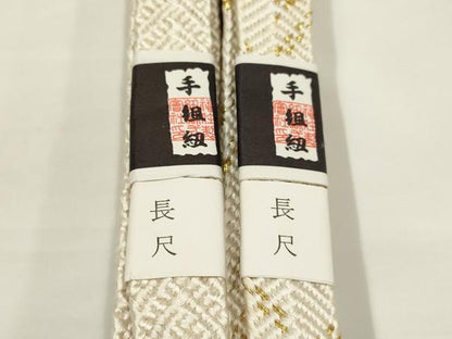 平和屋着物●和装小物　上質な帯締め2本セット　礼装用　笹浪組　金糸　亀房付き　長尺　正絹　逸品　未使用　AABF9896ay