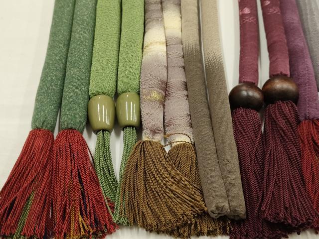 平和屋着物●和装小物　上質な帯締め10本セット　丸ぐけ　花柄　暈し　撚り房　逸品　未使用品あり　AABF9901ay
