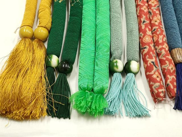平和屋着物●和装小物　上質な帯締め10本セット　丸ぐけ　刺繍　花柄　暈し　金彩　撚り房　逸品　AABF9905ay