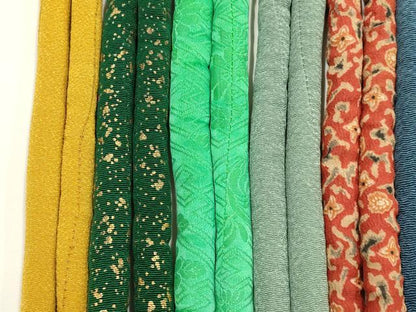 平和屋着物●和装小物　上質な帯締め10本セット　丸ぐけ　刺繍　花柄　暈し　金彩　撚り房　逸品　AABF9905ay