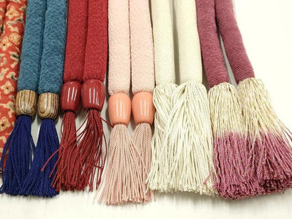 平和屋着物●和装小物　上質な帯締め10本セット　丸ぐけ　刺繍　花柄　暈し　金彩　撚り房　逸品　AABF9905ay