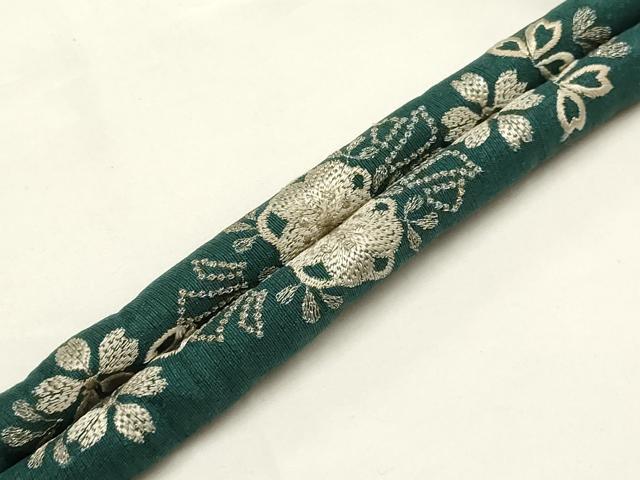 平和屋着物●和装小物　上質な帯締め3本セット　丸ぐけ　刺繍　花柄　桜　金糸　撚り房　逸品　AABF9908ay