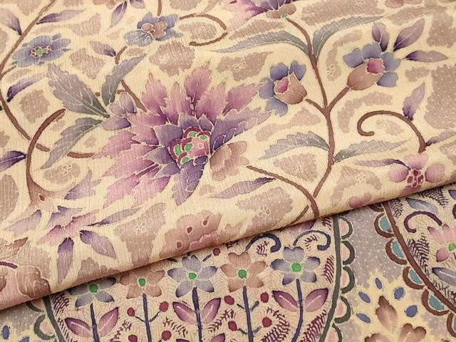 平和屋着物●岡重謹製　OKAJIMA　和装小物　手描き臈纈染布　ショール　ストール　防寒　ファッション小物　大判　逸品　AABF9929ay