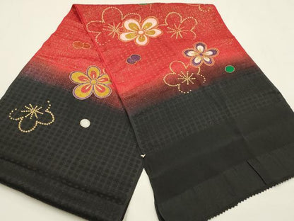 平和屋本店●和装小物 振袖用帯締め・帯揚げセット 舞花文 暈し染め 金彩 金通し地 小田巻 撚り房 逸品 未使用品あり AABF9933ay