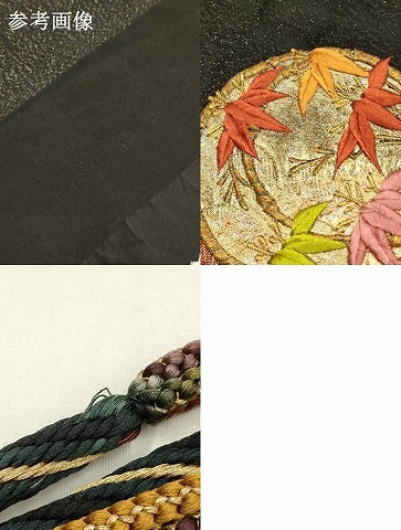 平和屋本店●和装小物　帯締め・帯揚げセット　振袖用　刺繍　花丸文　金銀糸　金通し地　正絹　逸品　未使用品あり　AABF9934ay