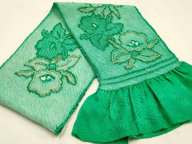 平和屋本店●和装小物 振袖用帯締め・帯揚げセット 総絞り 花柄 金糸 金彩 小田巻 撚り房 逸品 未使用品あり AABF9939ay