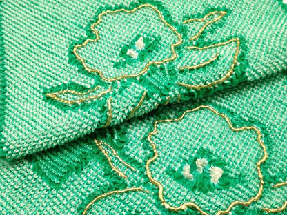 平和屋本店●和装小物 振袖用帯締め・帯揚げセット 総絞り 花柄 金糸 金彩 小田巻 撚り房 逸品 未使用品あり AABF9939ay