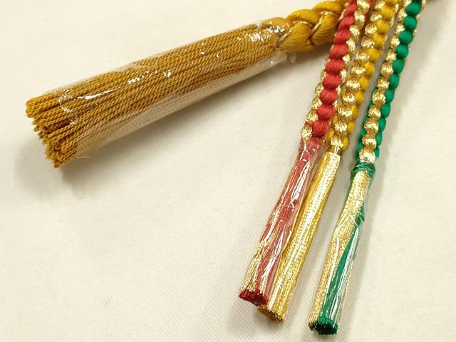 平和屋本店●和装小物 振袖用帯締め・帯揚げセット 総絞り 花柄 金糸 金彩 小田巻 撚り房 逸品 未使用品あり AABF9939ay
