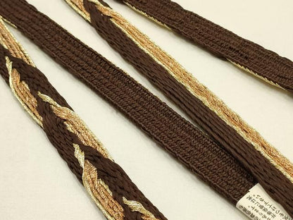 平和屋本店●和装小物　帯締め・帯揚げセット　刺繍　松竹梅丸文　金糸　金通し地　リバーシブル　逸品　未使用　AABF9948ay
