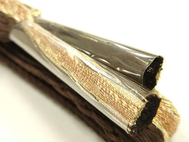 平和屋本店●和装小物　帯締め・帯揚げセット　刺繍　松竹梅丸文　金糸　金通し地　リバーシブル　逸品　未使用　AABF9948ay