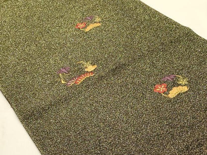 平和屋本店●和装小物　帯締め・帯揚げセット　刺繍　松竹梅丸文　金糸　金通し地　リバーシブル　逸品　未使用　AABF9948ay