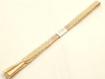 平和屋本店＊夏物 和装小物 帯締め・帯揚げセット 平組 レース組 流水花地紋 暈し染め 金糸 逸品 未使用 AABF9949ay