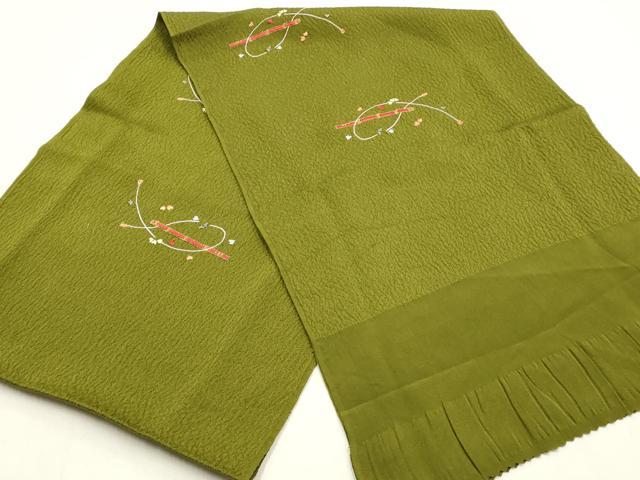 平和屋着物●和装小物　帯締め・帯揚げセット　高麗組 綾出し　刺繍　花楽器文　笛　暈し　金糸　逸品　未使用品あり　AABF9954ay