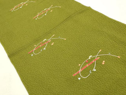 平和屋着物●和装小物　帯締め・帯揚げセット　高麗組 綾出し　刺繍　花楽器文　笛　暈し　金糸　逸品　未使用品あり　AABF9954ay