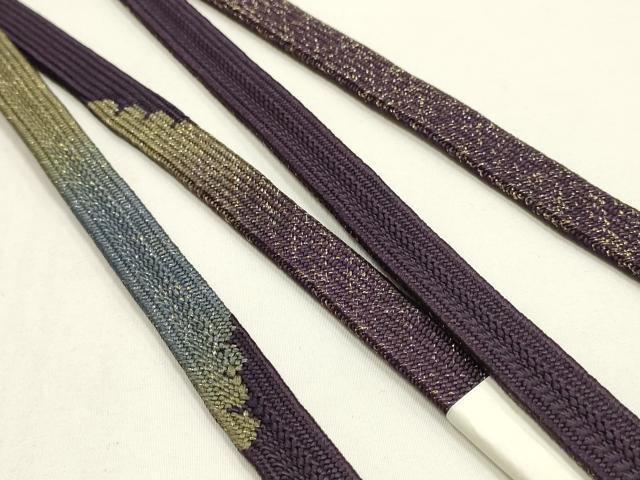 平和屋着物●和装小物　帯締め・帯揚げセット　平組　雪輪　梅　暈し　金銀糸　逸品　未使用品あり　AABF9956ay