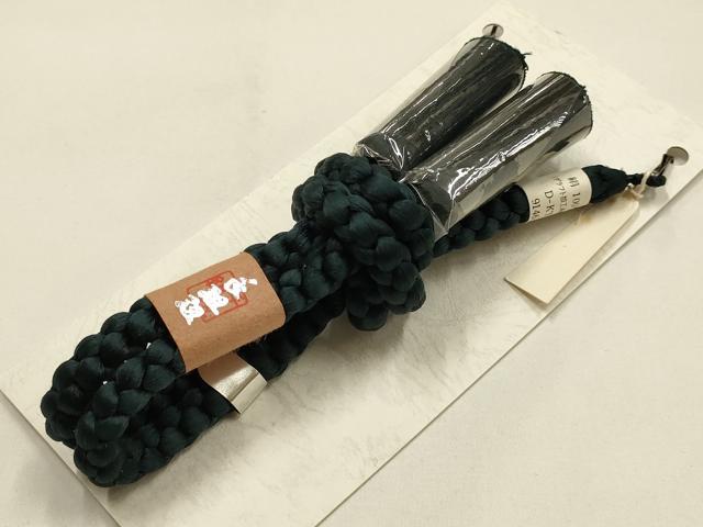平和屋着物●男性　和装小物　羽織紐3点　平組　丸組　紺色・青色系　切り房　小田急百貨店・松坂屋扱い　正絹　逸品　未使用　AABF9962ay