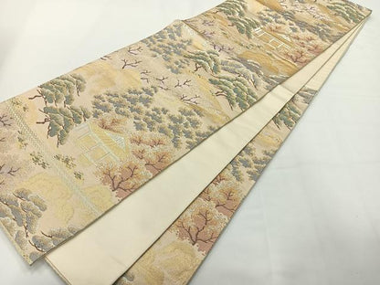 平和屋着物◎六通柄袋帯　大原三千院　金銀糸　正絹　逸品　AABG0012uk
