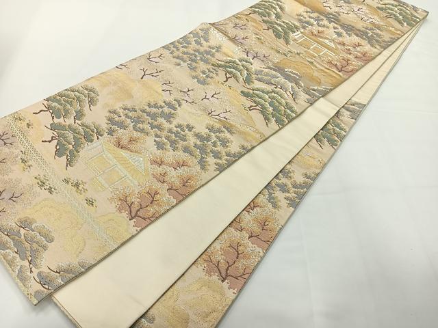 平和屋着物◎六通柄袋帯　大原三千院　金銀糸　正絹　逸品　AABG0012uk