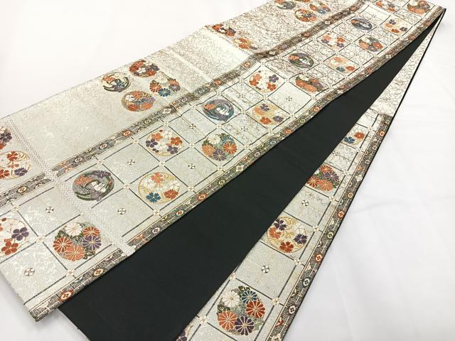 平和屋着物◎六通柄袋帯 唐織 花丸文 金銀糸 正絹 逸品 AABG0016uk