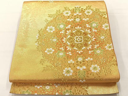 平和屋着物◎六通柄袋帯 唐織 宝相華 金糸 正絹 逸品 AABG0033uk