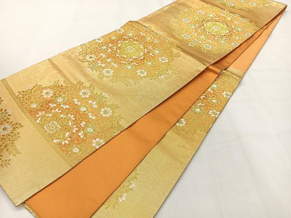 平和屋着物◎六通柄袋帯 唐織 宝相華 金糸 正絹 逸品 AABG0033uk