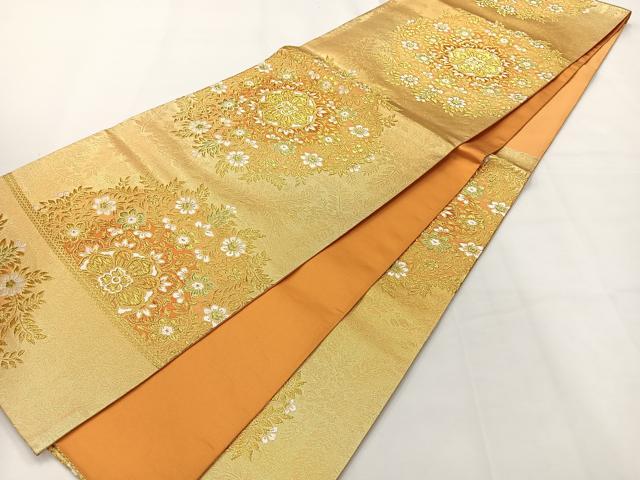 平和屋着物◎六通柄袋帯 唐織 宝相華 金糸 正絹 逸品 AABG0033uk