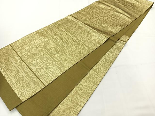 平和屋着物◎六通柄袋帯　壁画文様　金糸　正絹　逸品　AABG0036uk